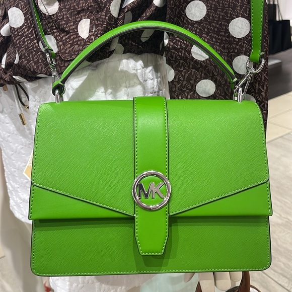 Michael Kors Greenwich Medium Saffiano Leather Satchel Crossbody Shoulder Bag - Picture 3 of 16